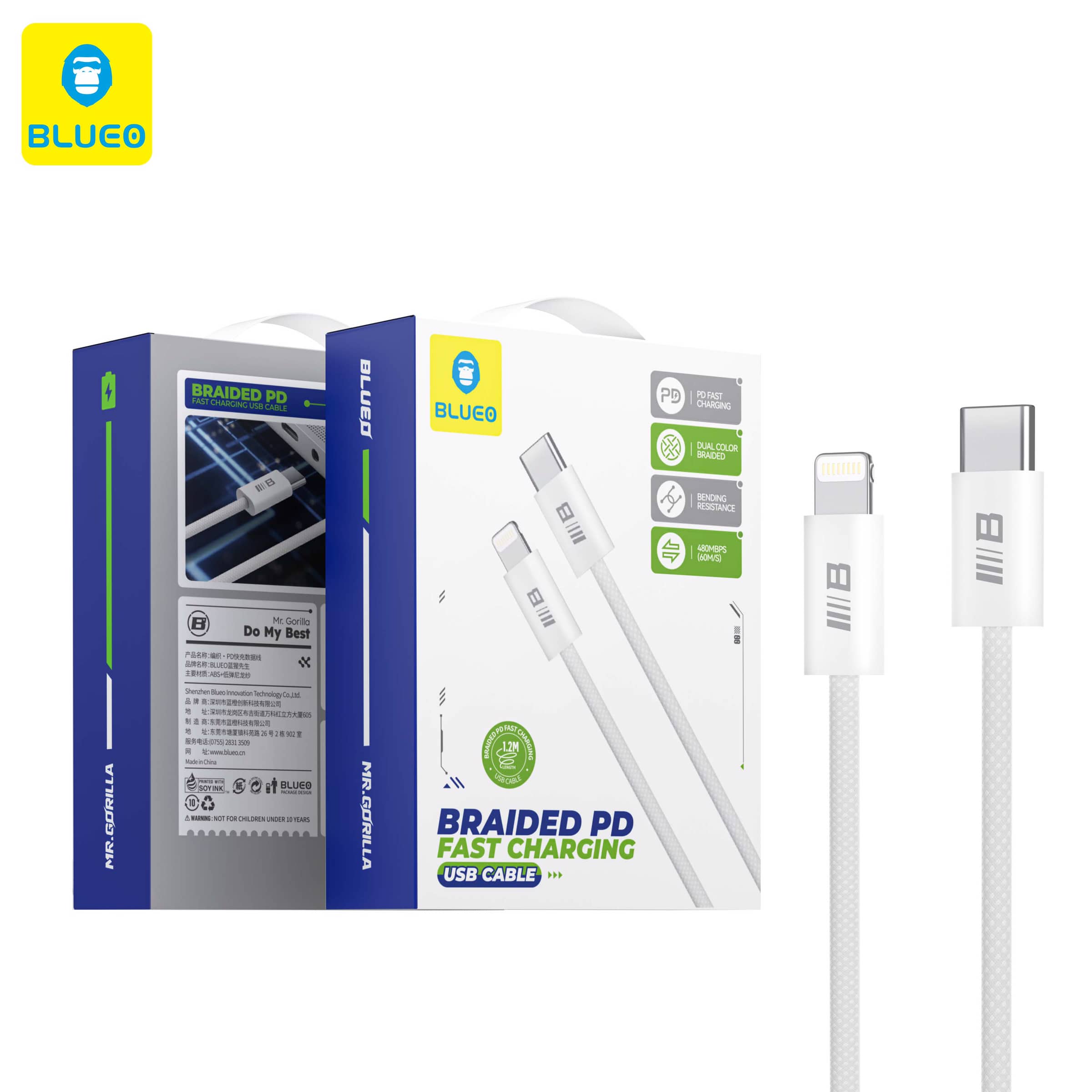 کابل شارژ بلو سریع Blueo cable Braided PD Fast Charging